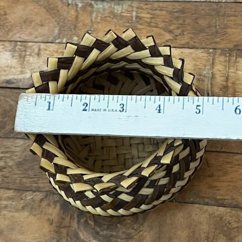 Vintage Tarahumara Basket Handmade In Mexico Double Weave 5